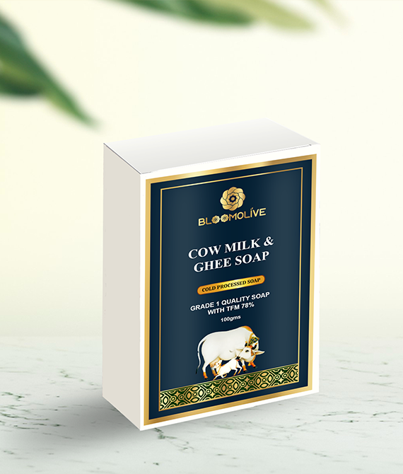 Bloomolive – Desi Cow Milk and Ghee Soap | Pure Natural Premium Bath Soap | Handmade 100% Herbal | Grade 1 soap | No harmful chemicals | 100 gm