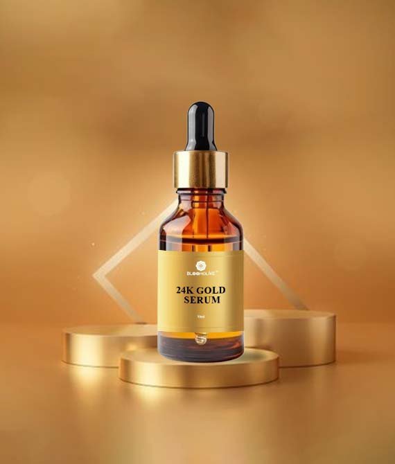 Bloomolive – Luxury Oil’s 24K Gold Radiance Elixir Face Serum | Glowing Skin, Skin Brightening, Reduce Wrinkles, Acne, Dark Spots, Natural & Organic | 10 ml