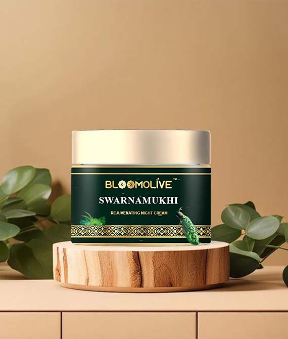 Bloomolive- Swarnamukhi Rejuvenating Face Cream 50gm | Anti Aging Ayurvedic Cream with goodness of 24k Gold Bhasma, Saffron, Avocado Butter and Turmeric