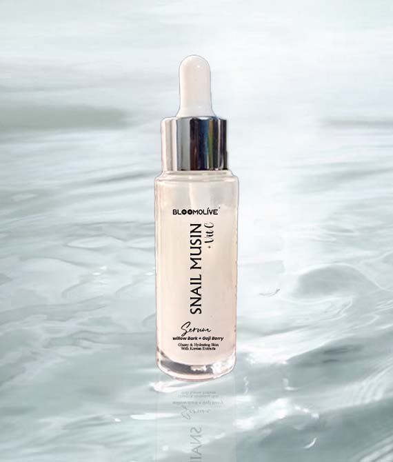 Bloomolive- Snail Mucin Serum with Aqua and Gingseng | Hydration, Dewy Soft, Glass & Plump Skin | Prevents Early Signs of Ageing | 30ml