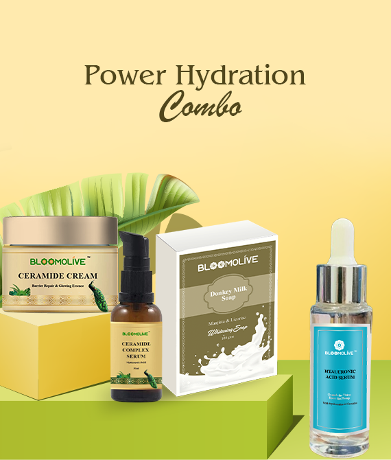 Power Hydration Combo | Ceramide Cream – 50gm, Ceramide Complex Serum – 30ml, Donkey Milk Soap – 100gm, Hyaluronic Acid Serum – 30ml